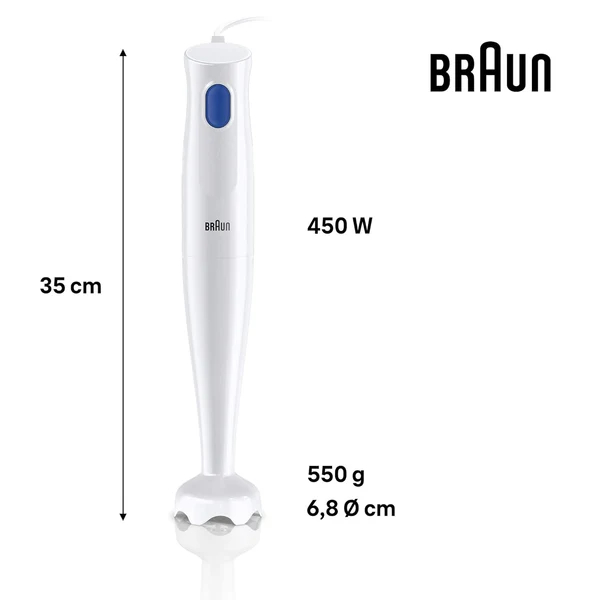 Braun MultiQuick 1 Hand Blender 450W, MQ10.000PWH - White