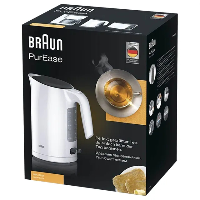 Braun PurEase WK3110 1.7L Electric Kettle 3000W Rapid Boil - White