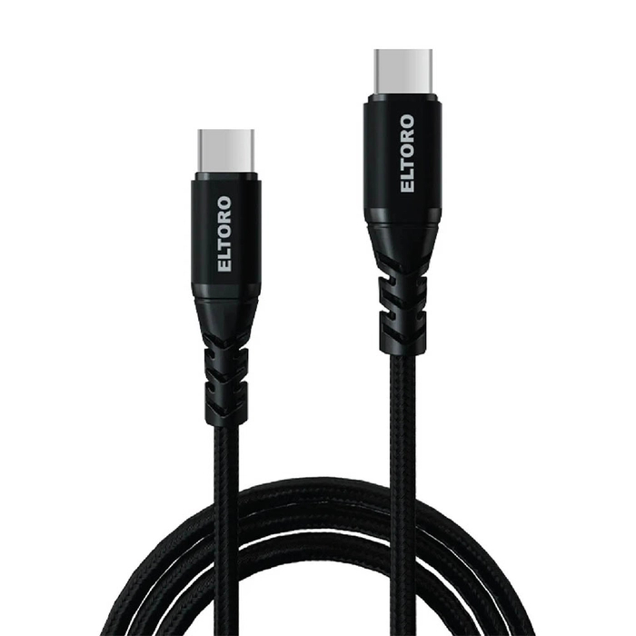 Eltoro Kevlar Cable USB-C to USB-C 60W, 1M with Nylon PP Yarn Jacket - Black