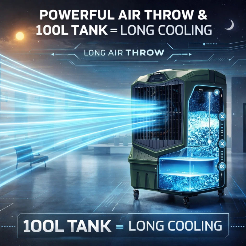 Symphony Air Force 100 Desert Air Cooler, Powerful Jet Fan - Militry Green