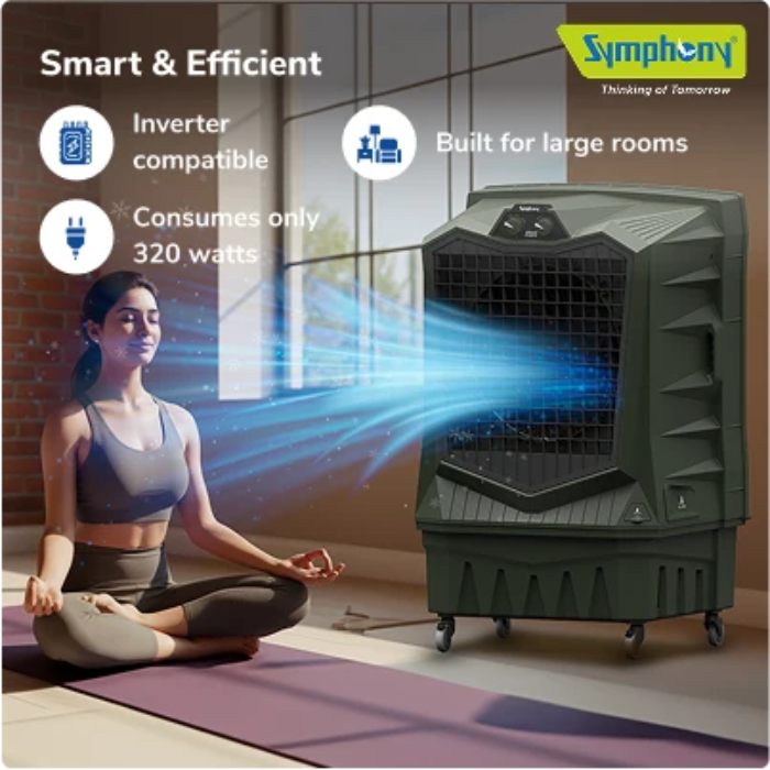 Symphony Air Force 100 Desert Air Cooler, Powerful Jet Fan - Militry Green
