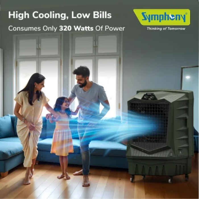 Symphony Air Force 100 Desert Air Cooler, Powerful Jet Fan - Militry Green