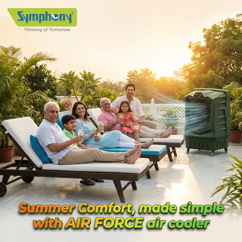 Symphony Air Force 100 Desert Air Cooler, Powerful Jet Fan - Militry Green