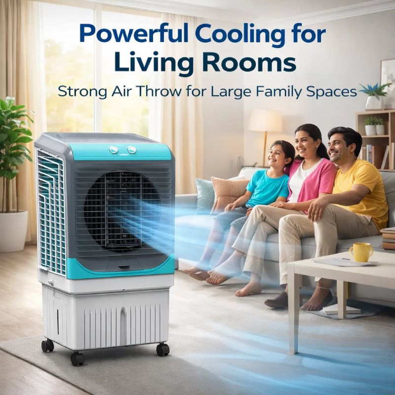 Symphony 80 L Desert Air Cooler Desert Air Cooler - Grey & Blue