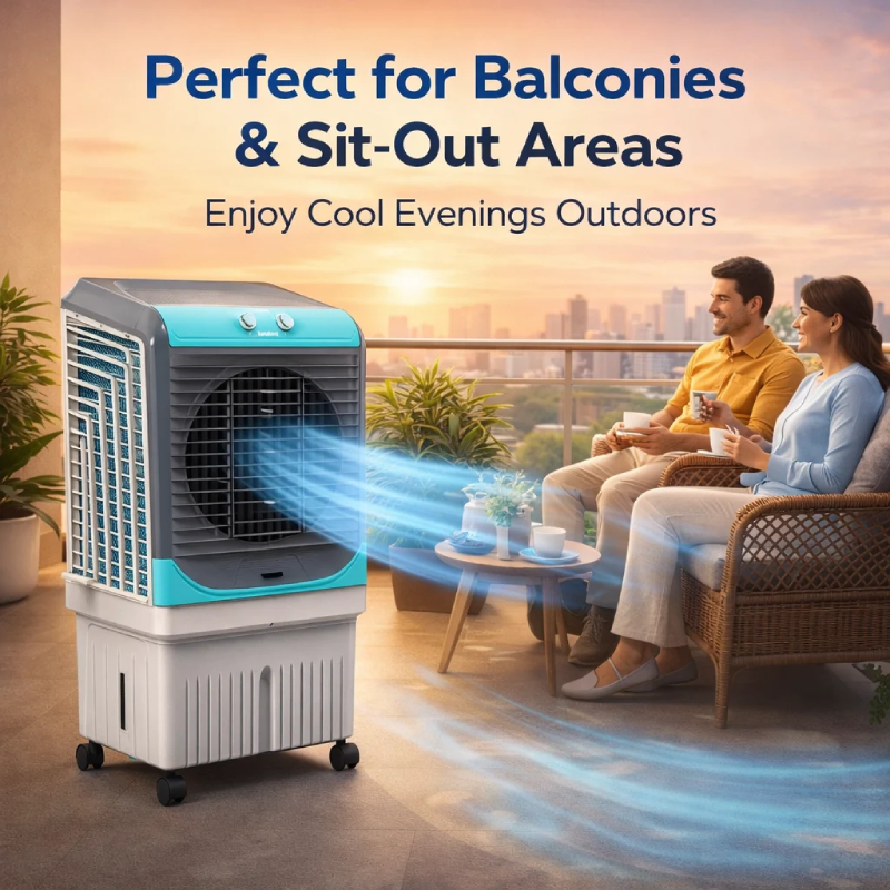 Symphony 80 L Desert Air Cooler Desert Air Cooler - Grey & Blue