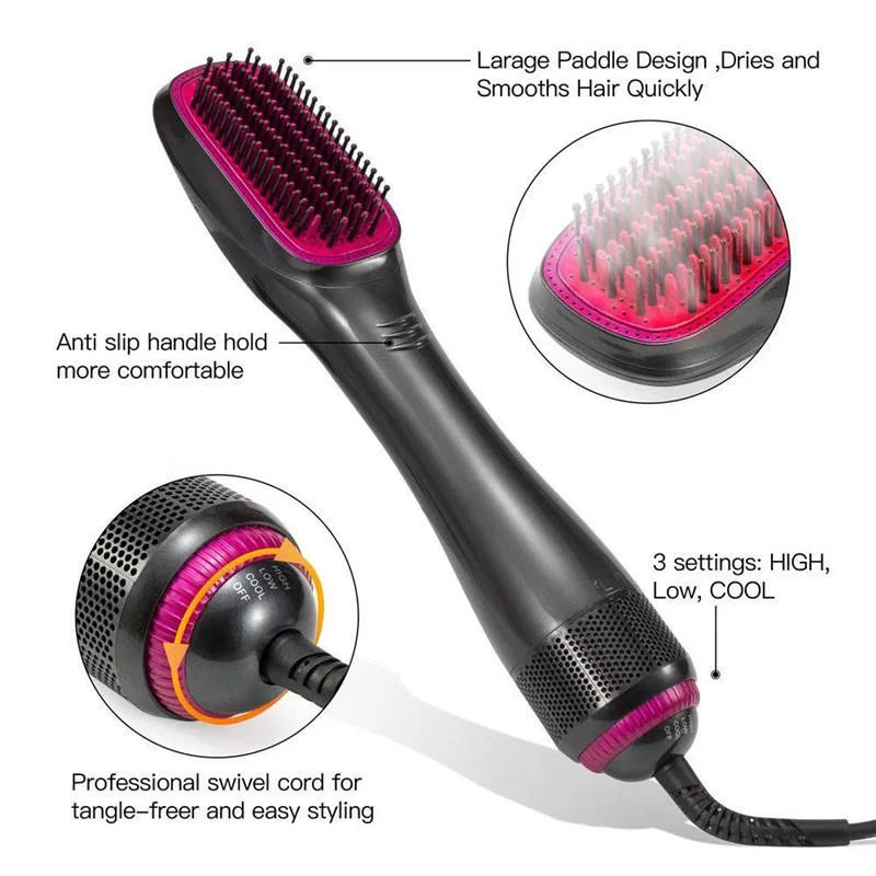 Joy Professional 2 in 1 Hair Dryer & Styling Brush FDD-02901 - Black