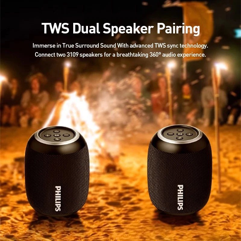 Philips TAS3109 Portable Outdoor 2000mAh Bluetooth Speaker - Black