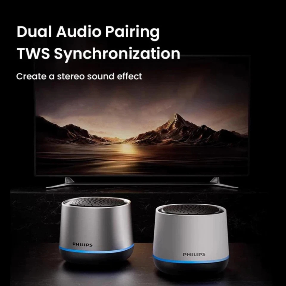 Philips TAS1009 Bluetooth Speaker With Built-in 1200mAh Battery - Silver