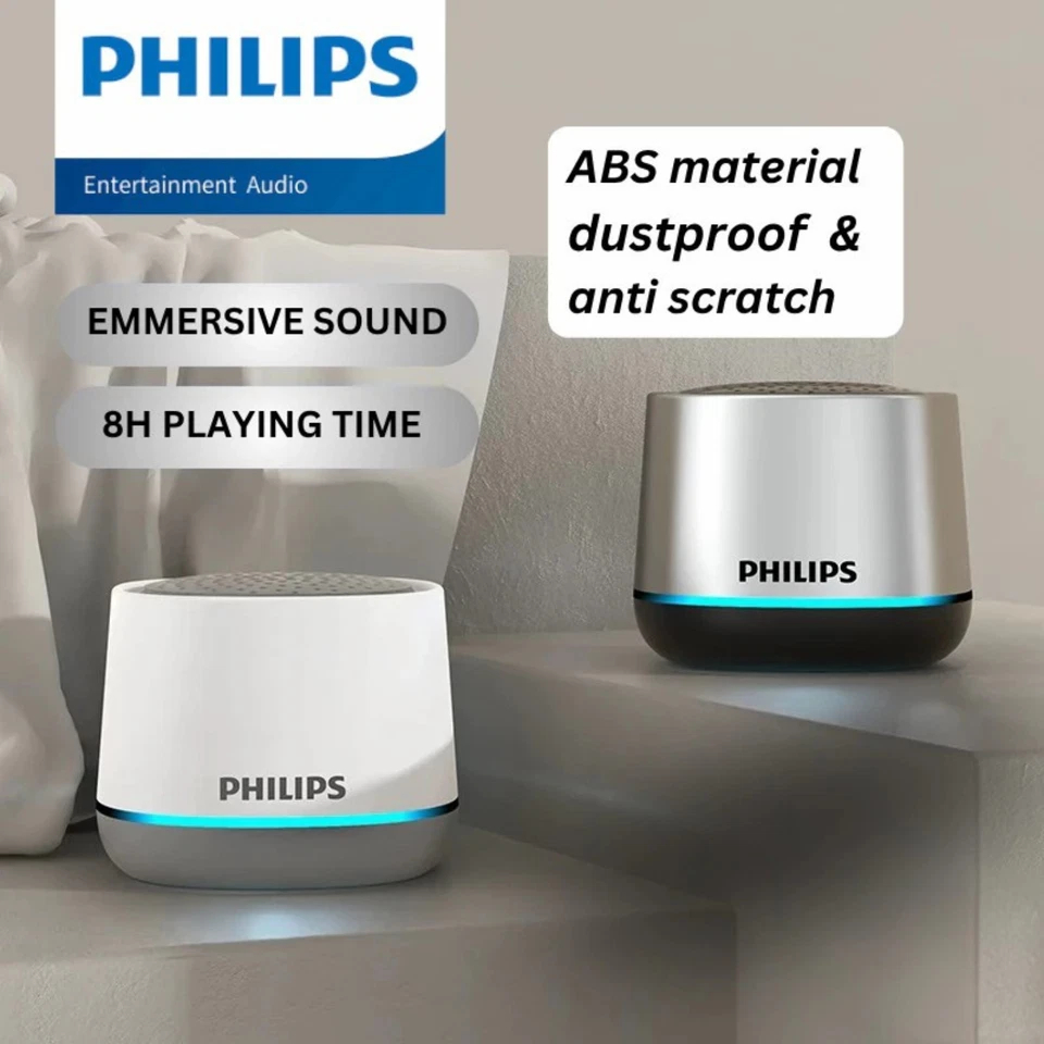 Philips TAS1009 Bluetooth Speaker With Built-in 1200mAh Battery - Silver
