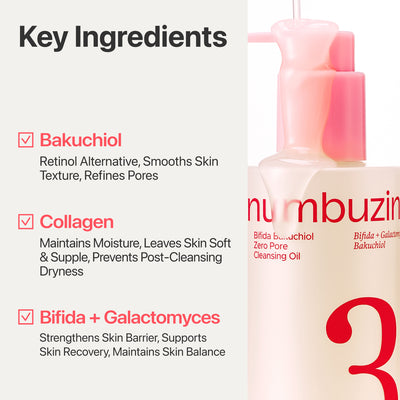 Numbuzin No.3 Bifida Bakuchiol Zero Pore Cleansing Oil - 200ml