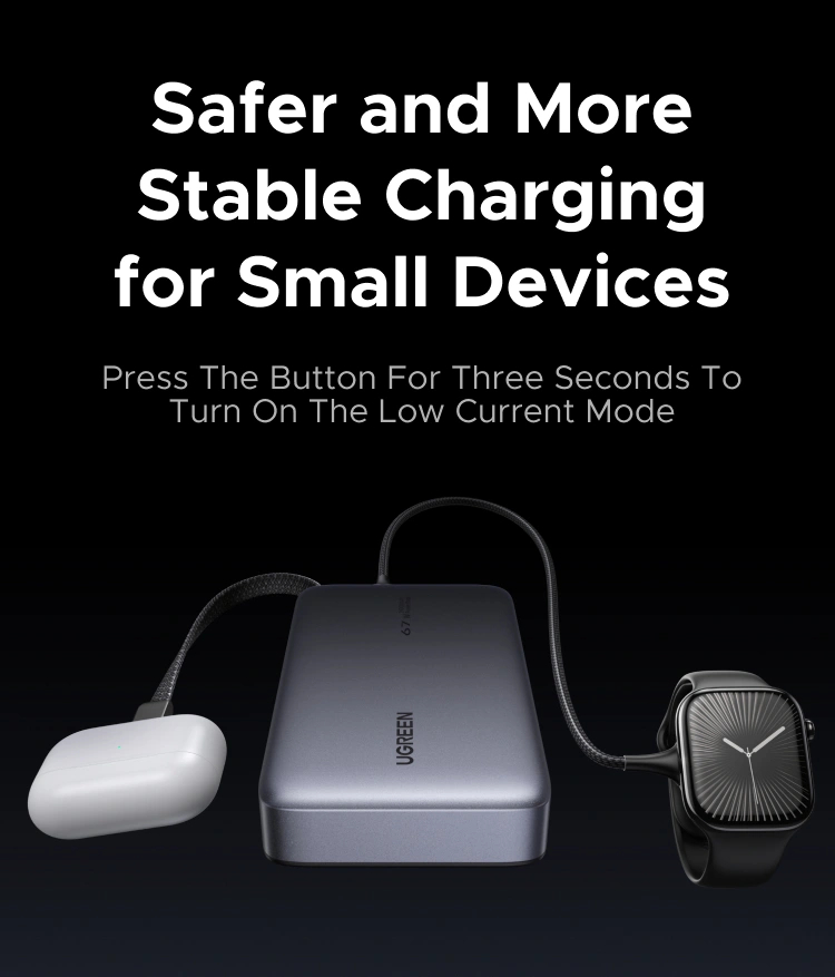 UGREEN Nexode Power Bank 20000mAh 67W with Built-in USB-C Cable - Grey