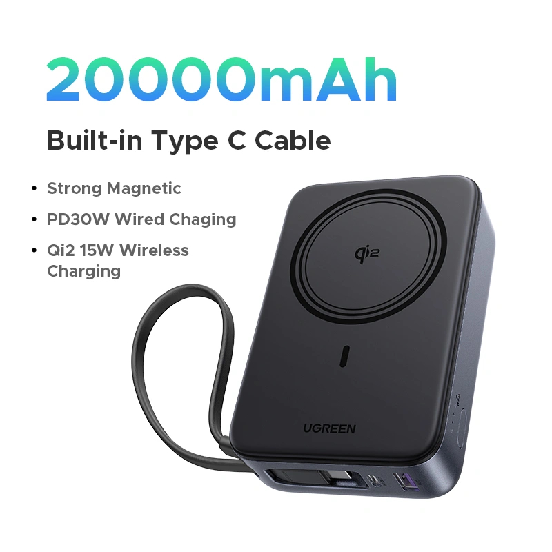 UGREEN Qi2 Magnetic Wireless Power Bank 20000mAh 30W 1C+15W - Black