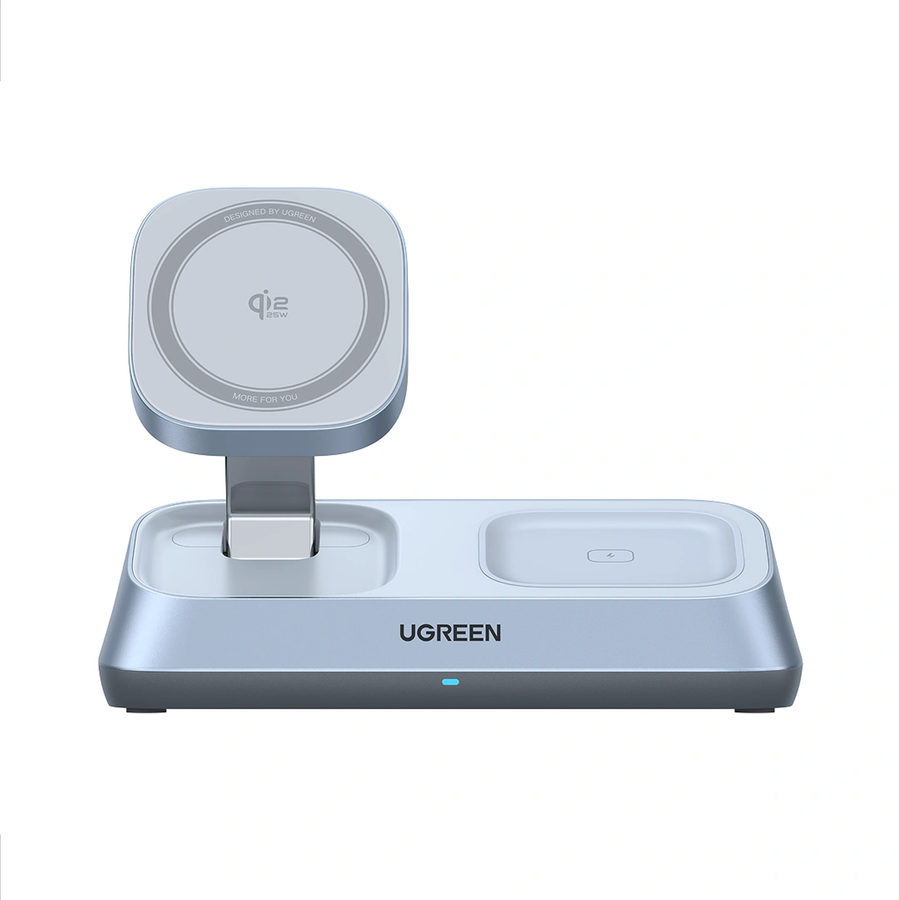 UGREEN 3-in-1 QI2 Magnetic Wireless Charger UK, 25W - Blue