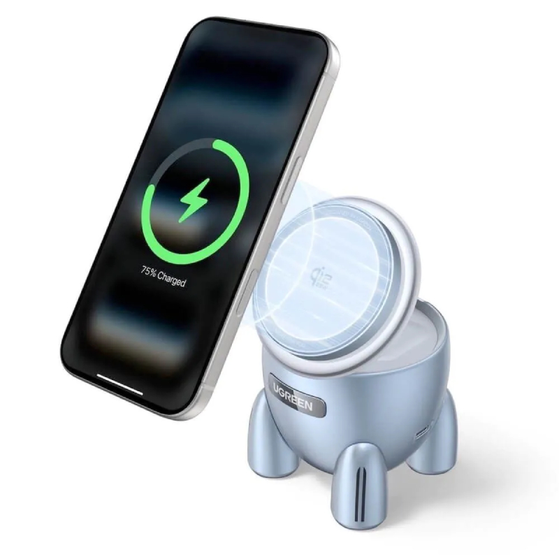 UGREEN 2-in-1 QI2 Magnetic Wireless Charger 25W - Blue