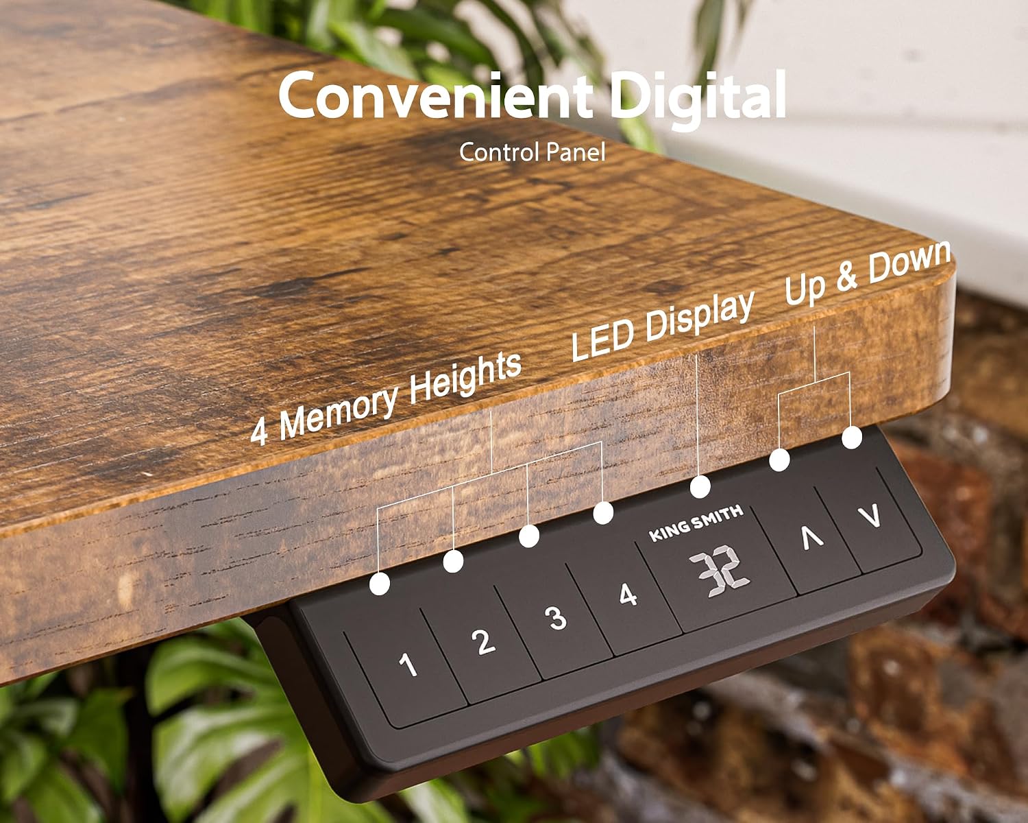 Kingsmith ETSFI21 Smart Height Adjustable Table - Antique Wood