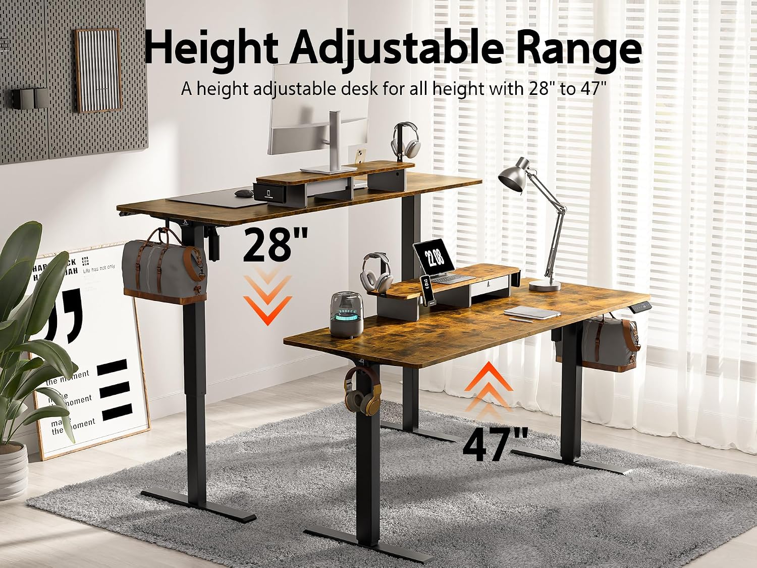 Kingsmith ETSFI21 Smart Height Adjustable Table - Antique Wood