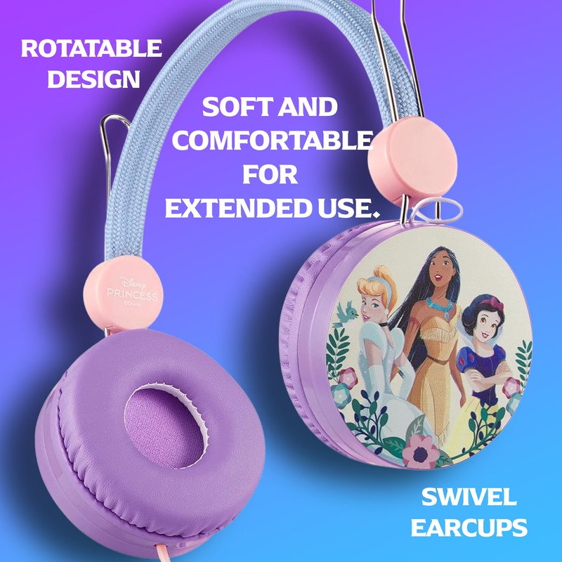 Disney Princess Auxiliary Headphone with Stickers - Purple & Pink