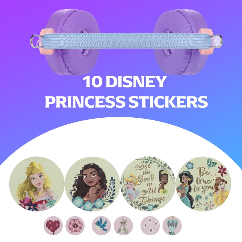 Disney Princess Auxiliary Headphone with Stickers - Purple & Pink