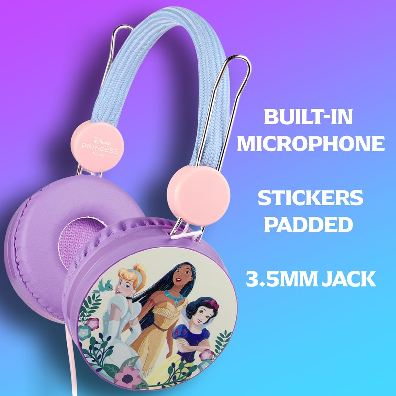 Disney Princess Auxiliary Headphone with Stickers - Purple & Pink