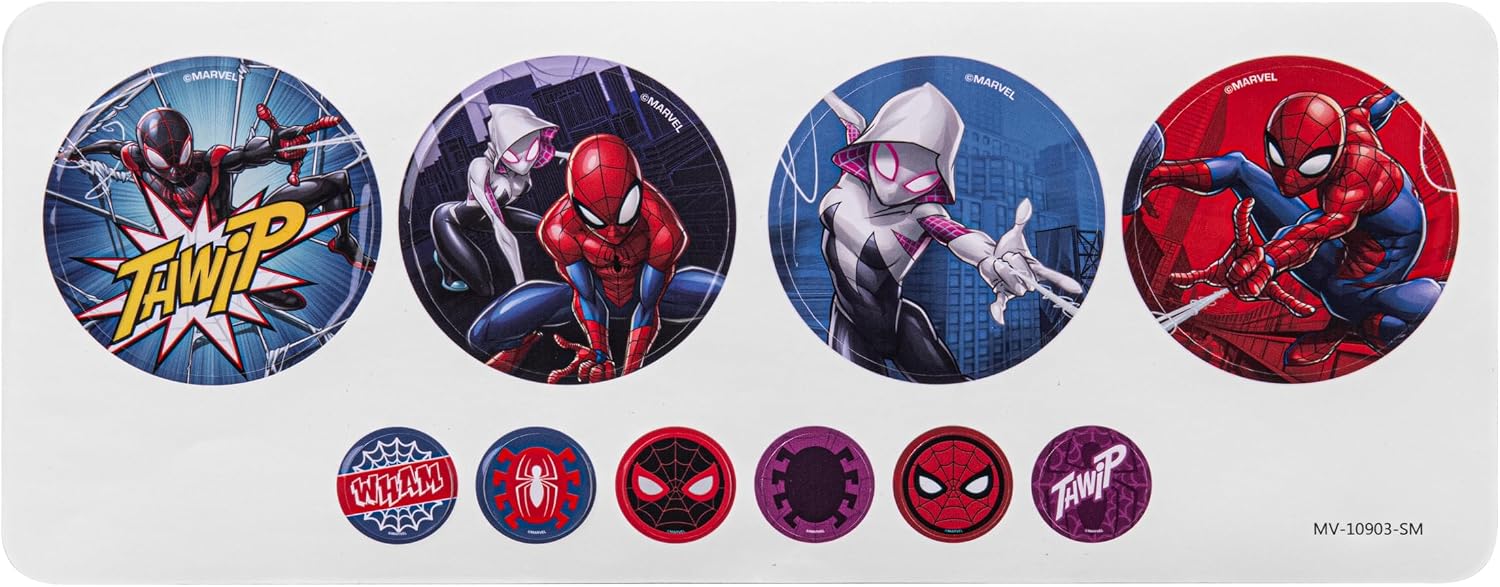 Disney Spiderman Aux Headphone with Stickers - Red & Blue