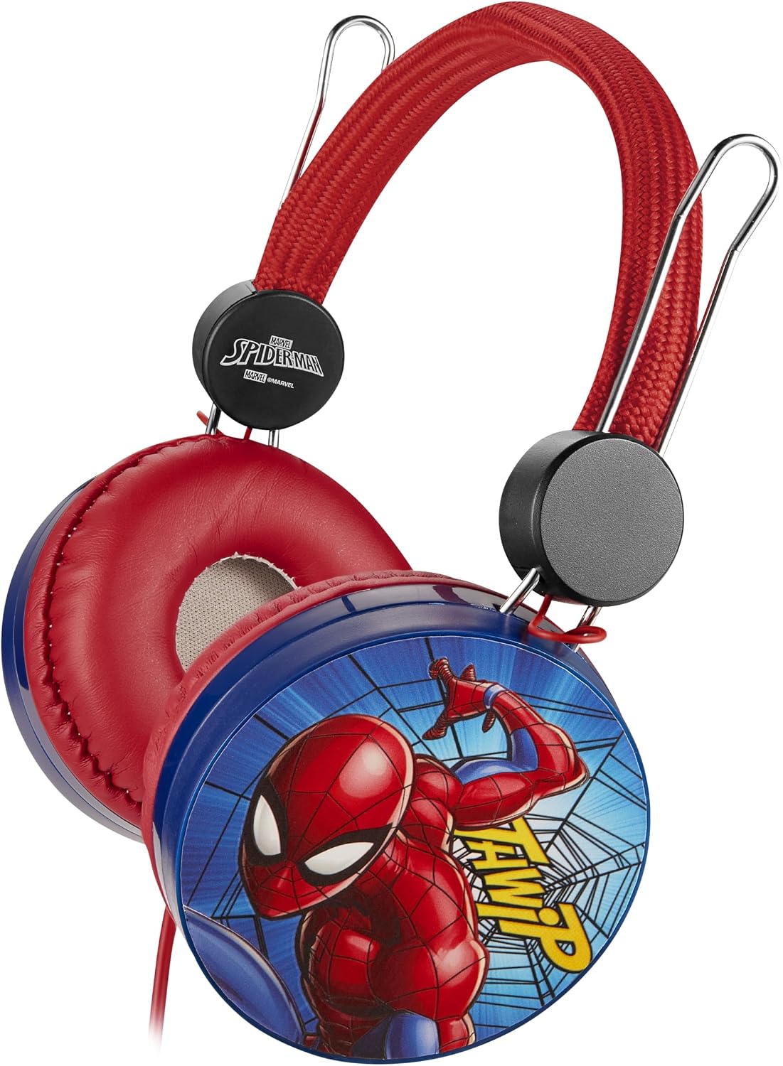 Disney Spiderman Aux Headphone with Stickers - Red & Blue