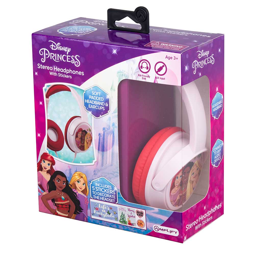 Disney Princess Stereo Headphones With Padded Ear Cups - Pink & Red