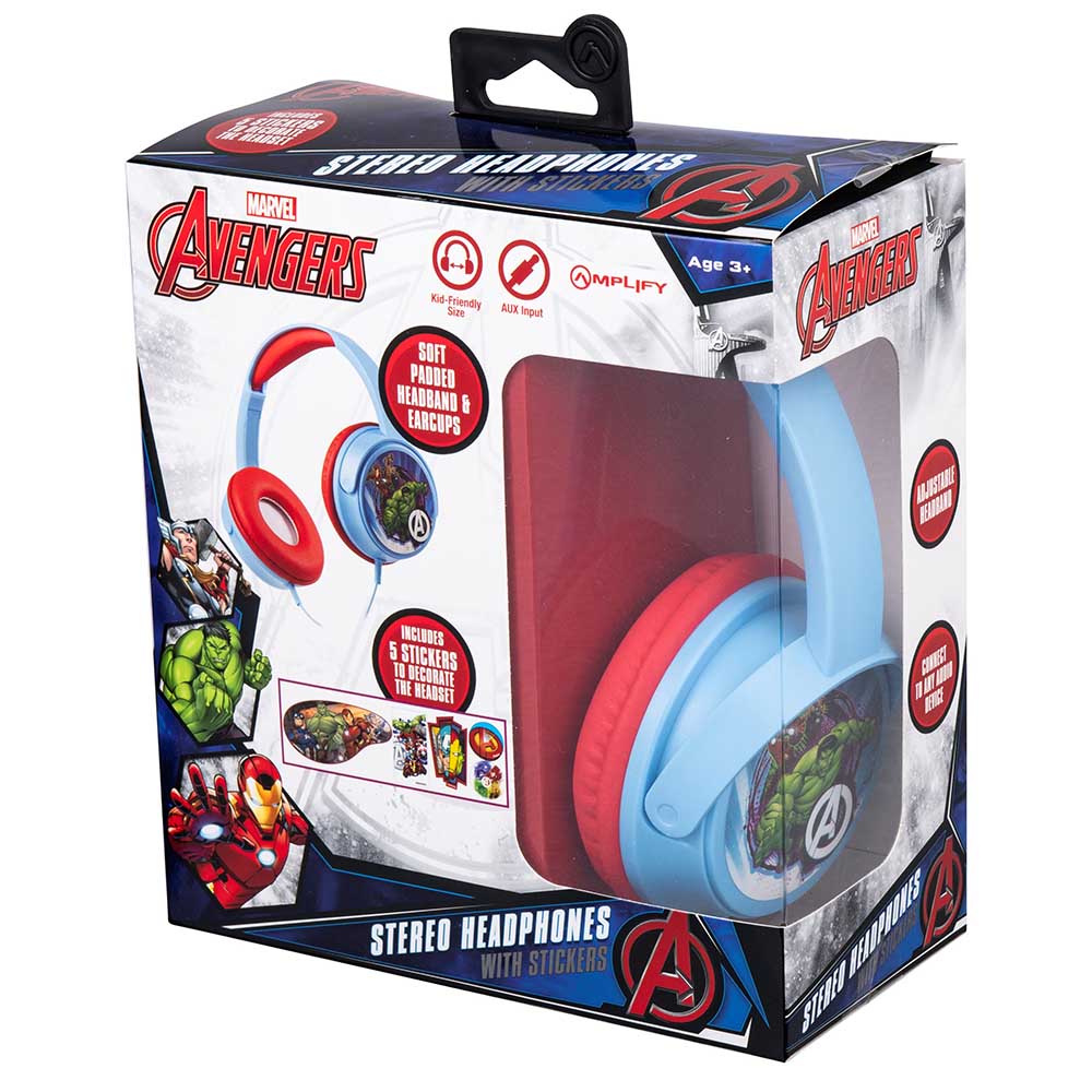 Marvel Avengers Stereo Headphones With Padded Ear Cups - Blue & Red