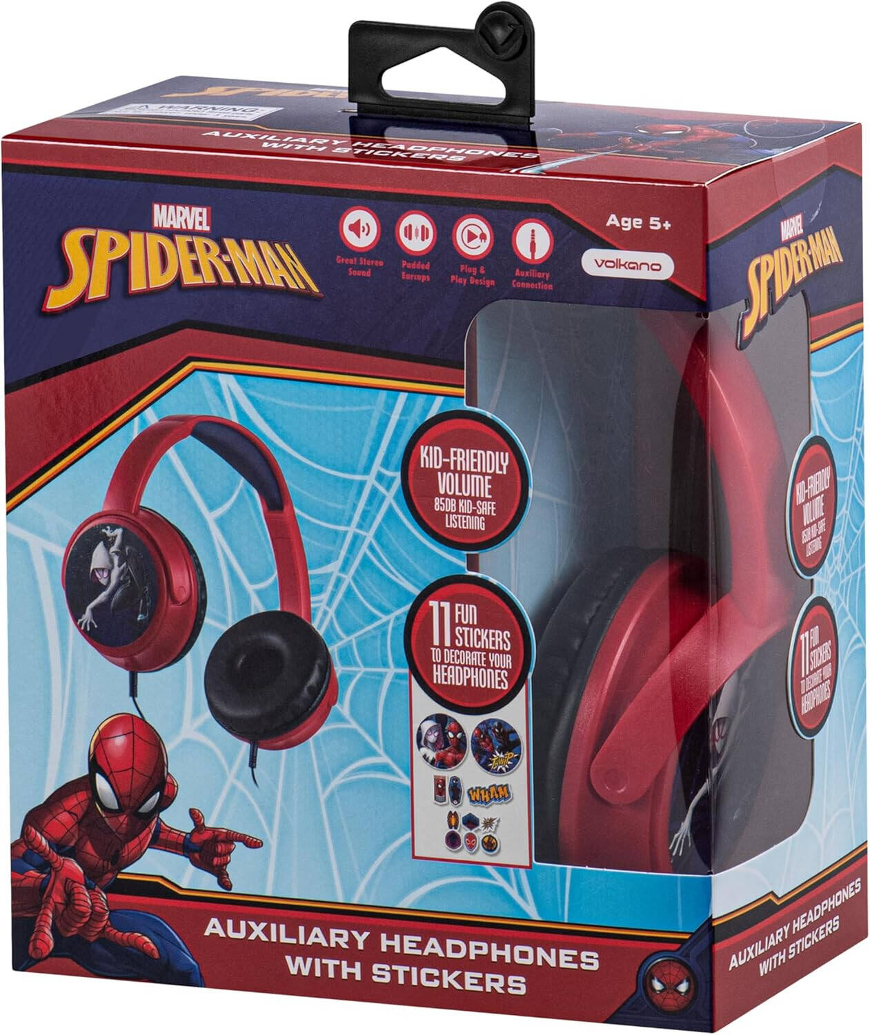 Marvel Spiderman Aux Headphone Padded & Swivel Earcups - Red & Blue