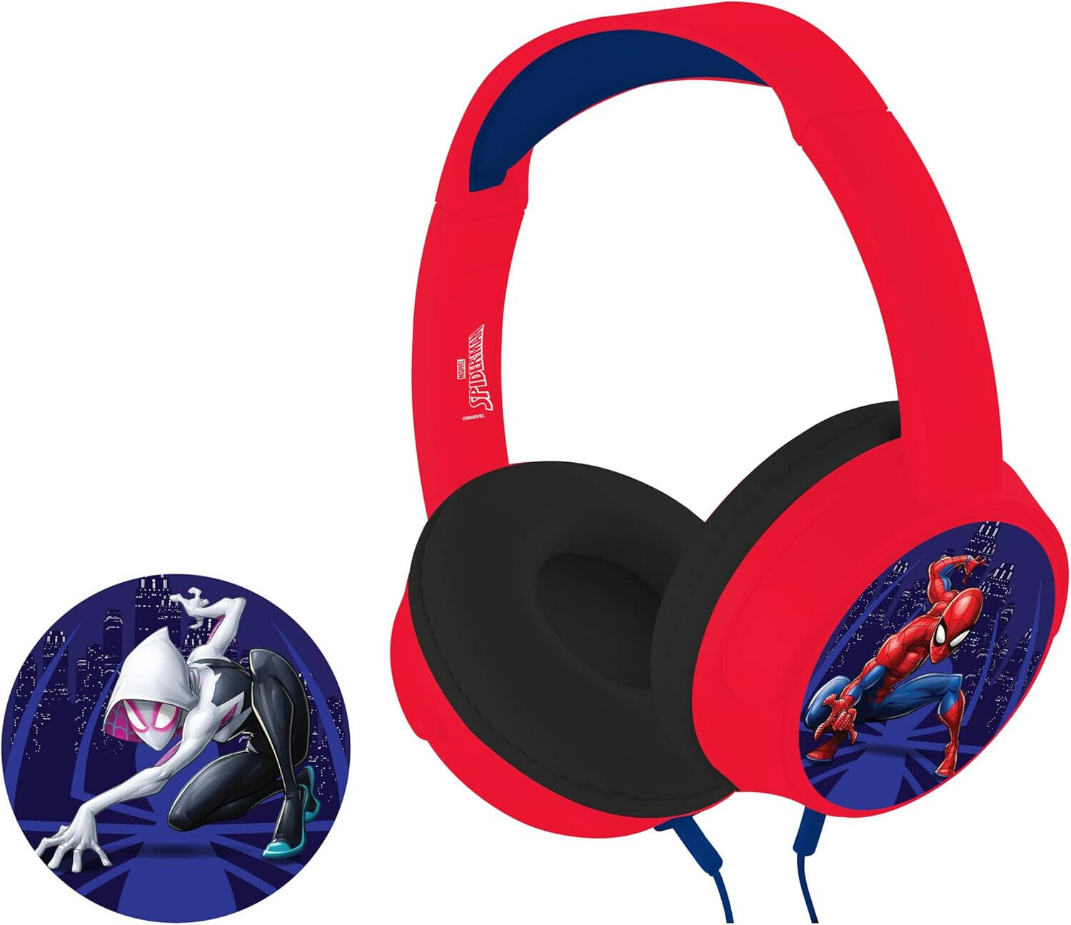 Marvel Spiderman Aux Headphone Padded & Swivel Earcups - Red & Blue