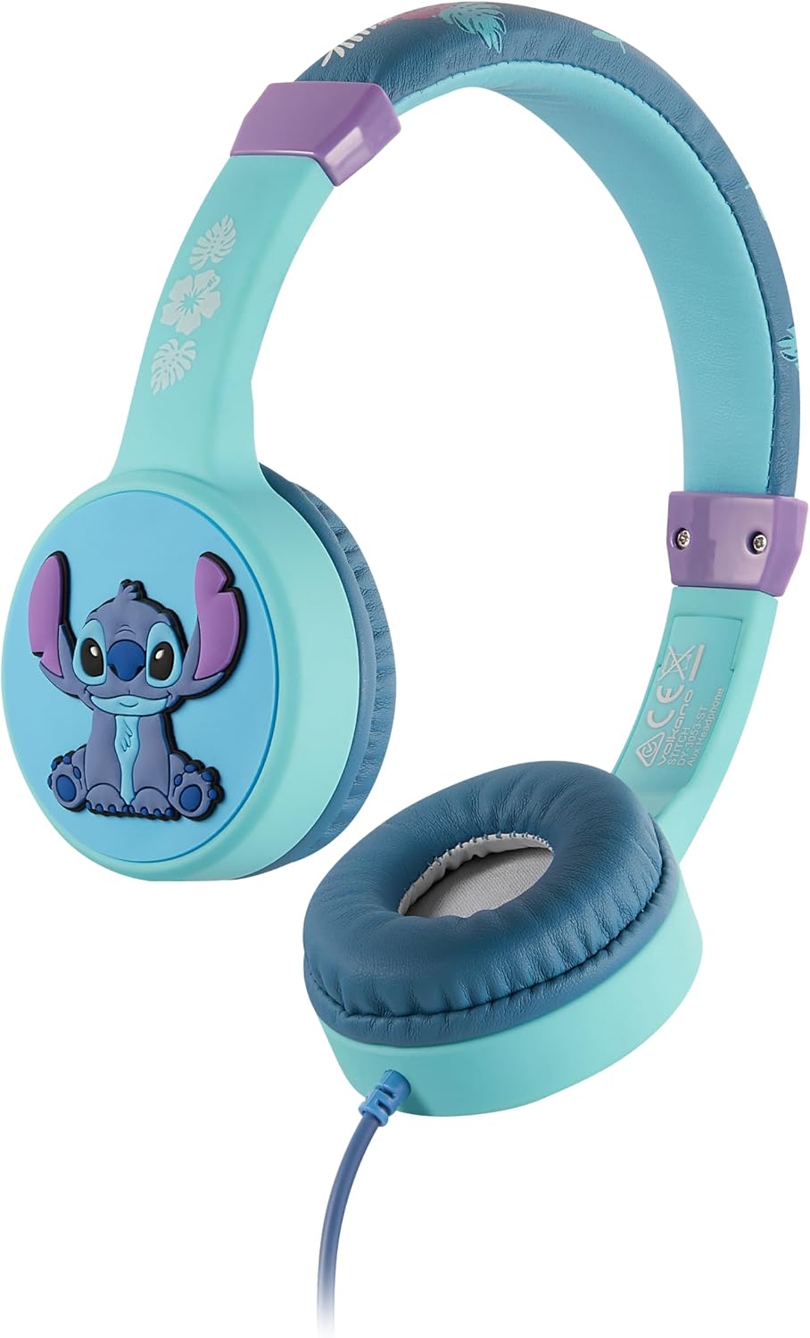 Disney Stitch 3D Aux Headphone Adjustable Band Padded Earcups - Blue