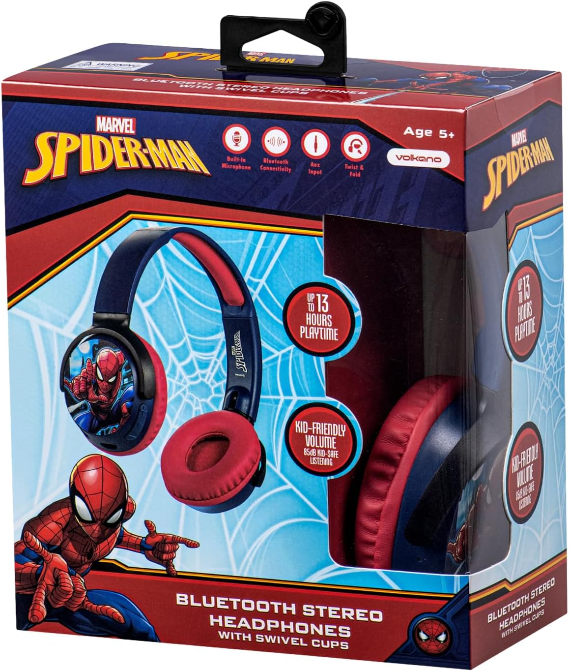 Marvel Spiderman Bluetooth Wireless Stereo Headphone - Blue & Red