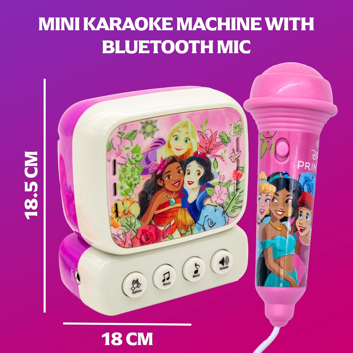 Disney Princess Small Karaoke Machine for Kids - Pink & White