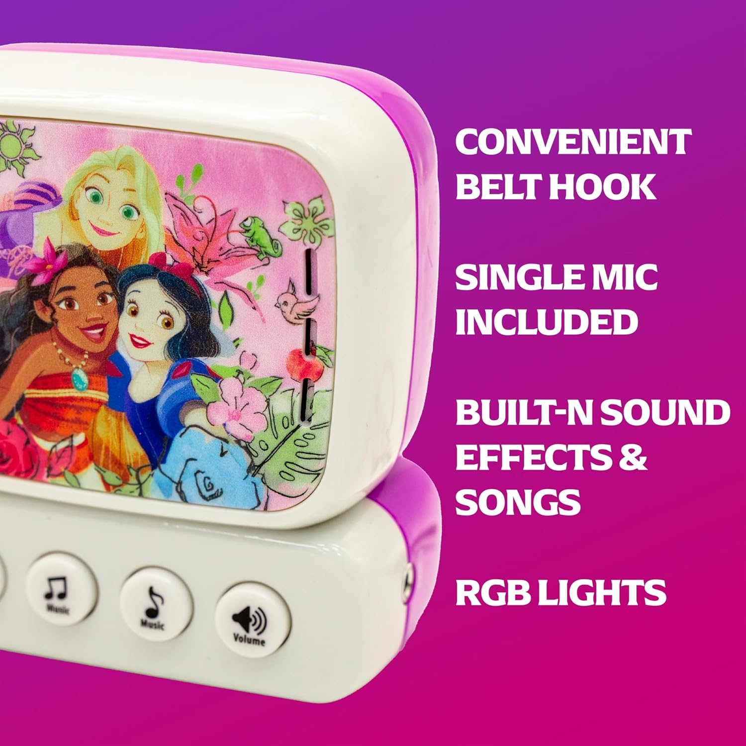 Disney Princess Small Karaoke Machine for Kids - Pink & White
