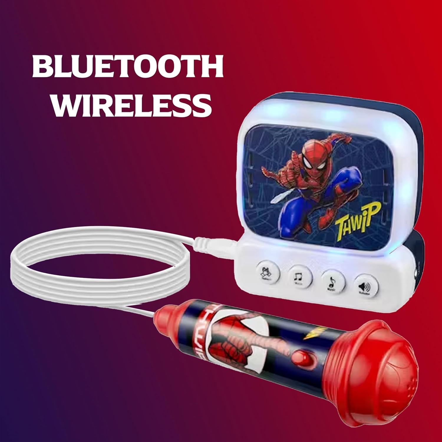 Marvel Spiderman Kids Mini Karaoke Machine with Convenient Belt Hook