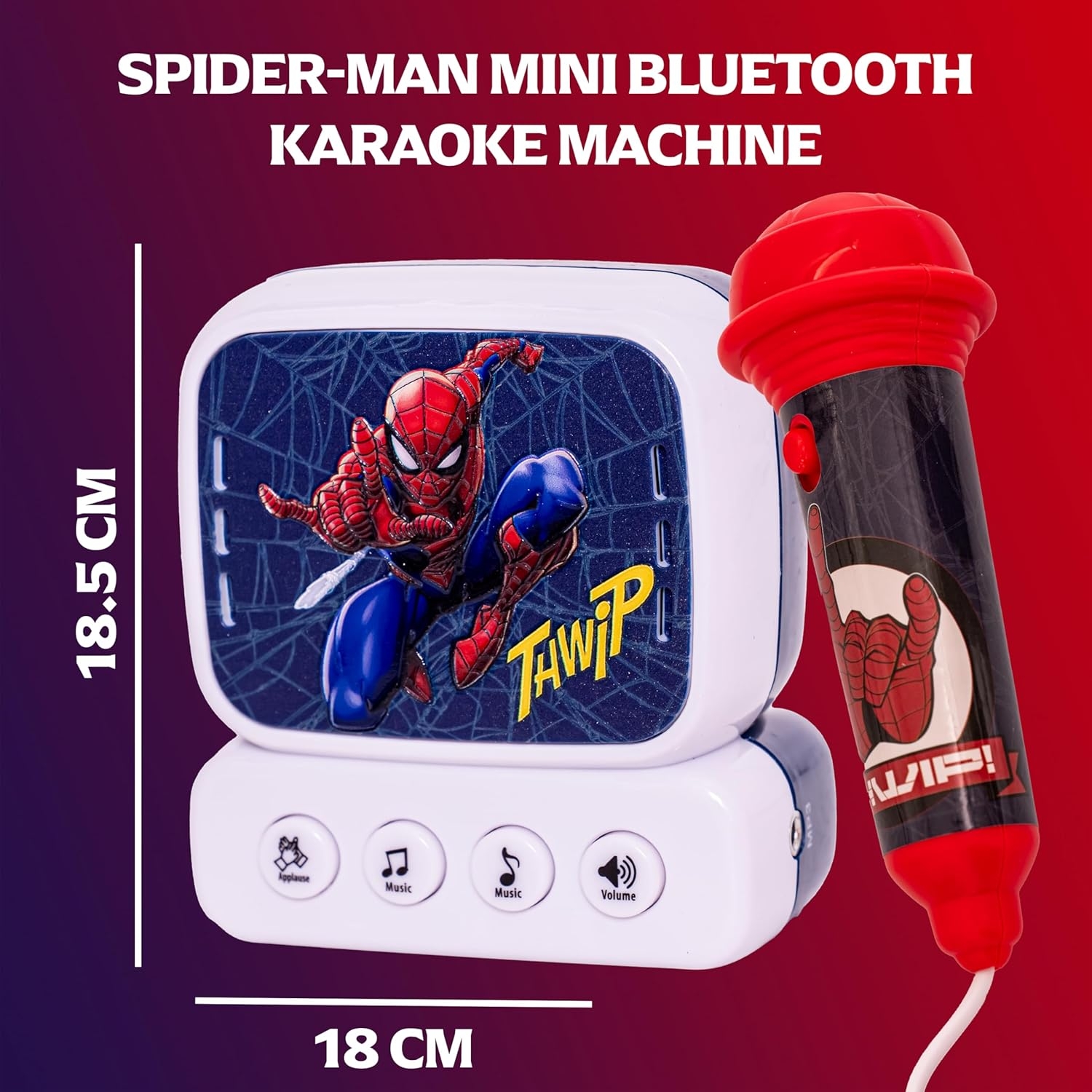 Marvel Spiderman Kids Mini Karaoke Machine with Convenient Belt Hook