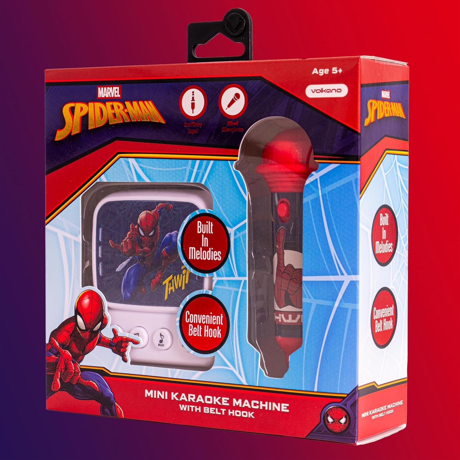 Marvel Spiderman Kids Mini Karaoke Machine with Convenient Belt Hook