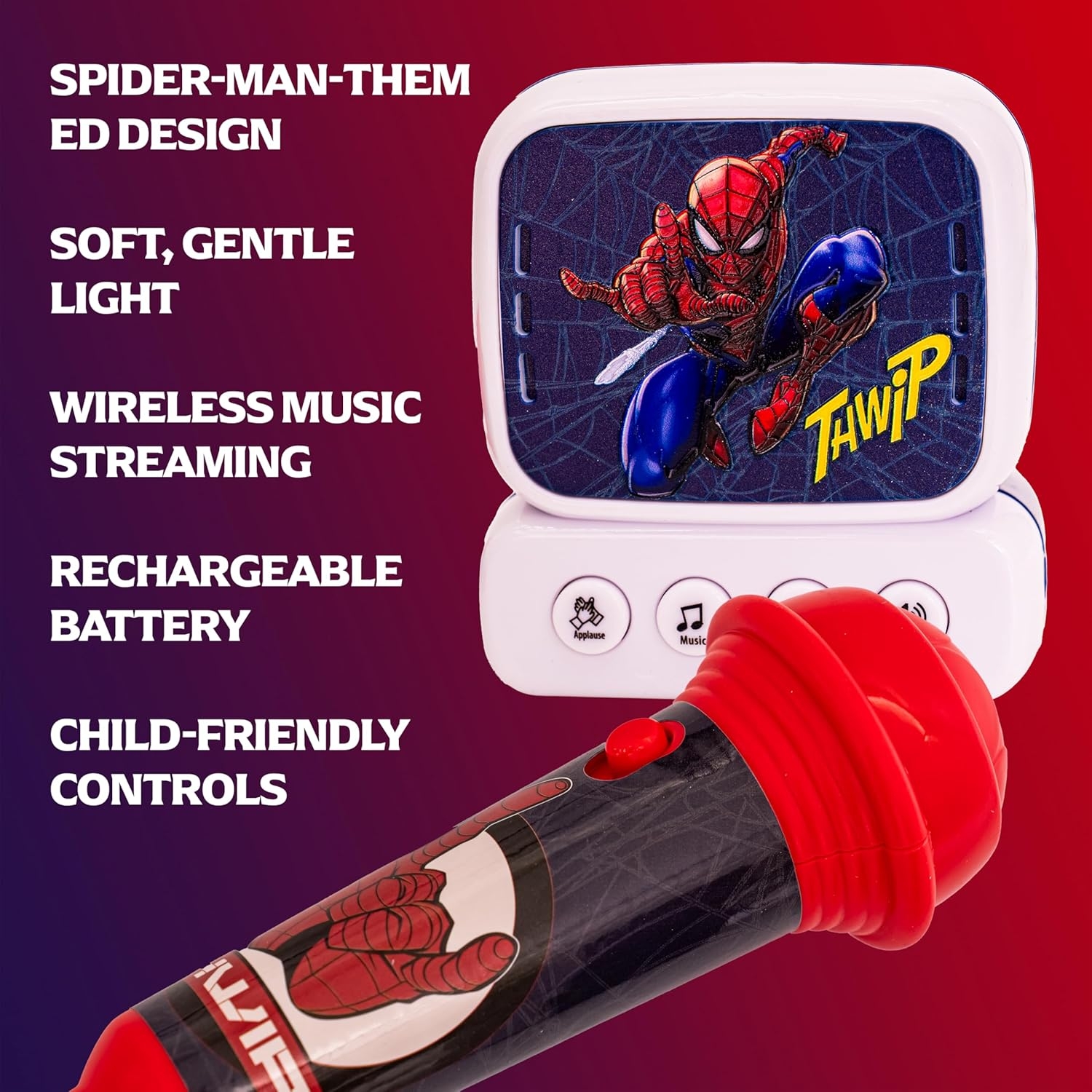 Marvel Spiderman Kids Mini Karaoke Machine with Convenient Belt Hook