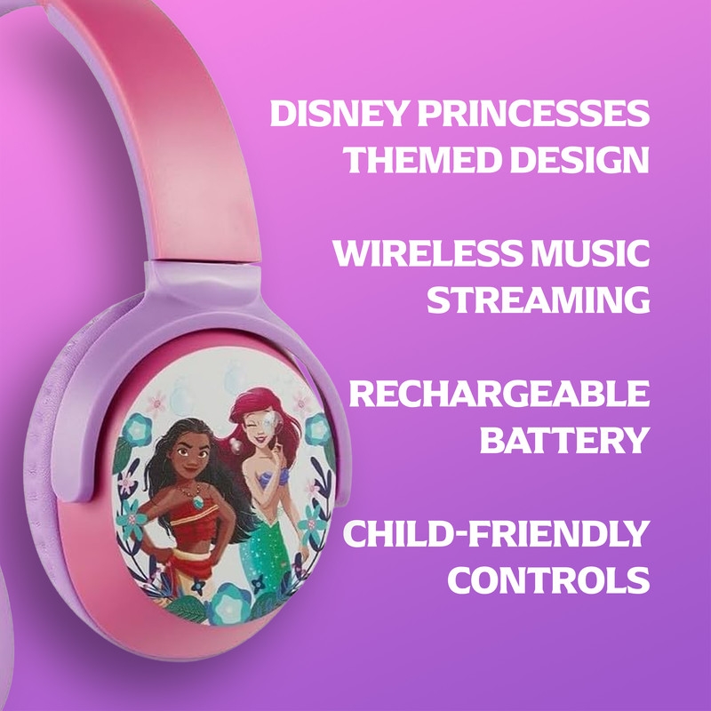 Disney Princesses Bluetooth Wireless Stereo Headphones - Purple & Pink