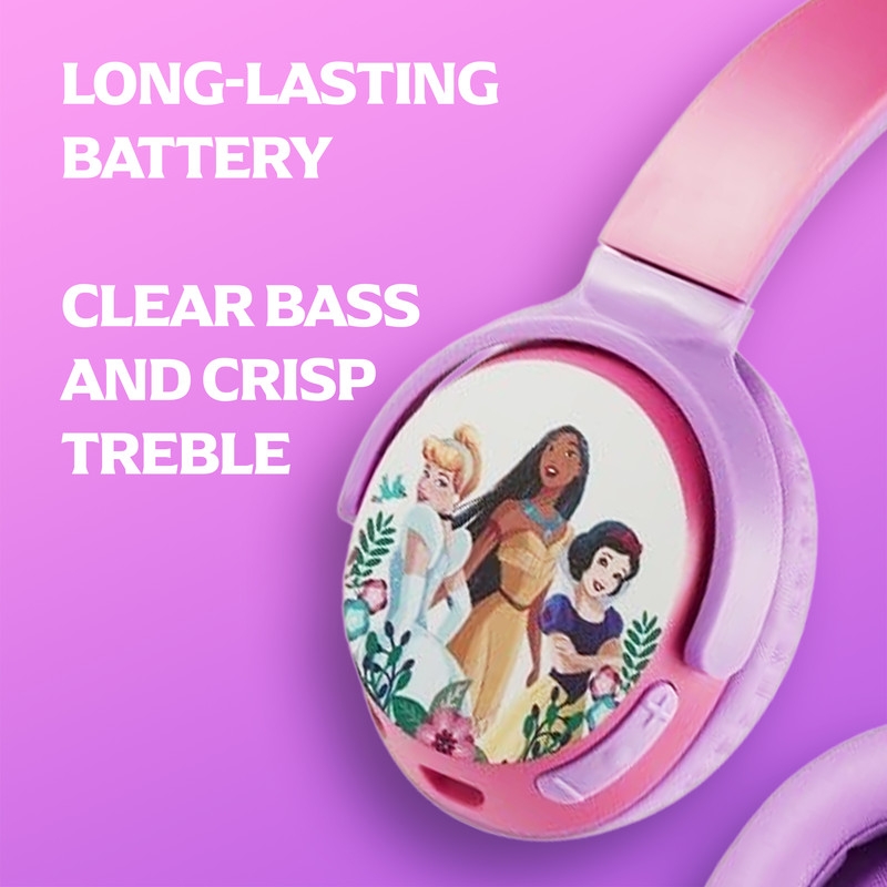 Disney Princesses Bluetooth Wireless Stereo Headphones - Purple & Pink