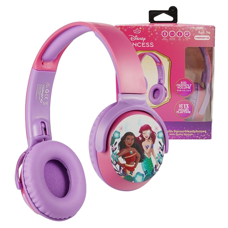 Disney Princesses Bluetooth Wireless Stereo Headphones - Purple & Pink