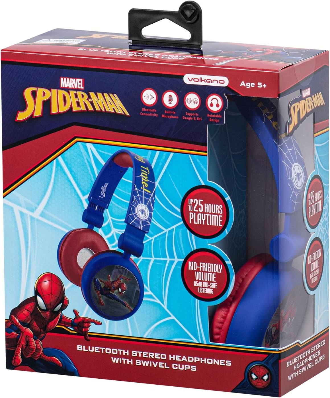 Marvel Spider-Man Bluetooth Headphones with Swivel Cups - Blue & Red