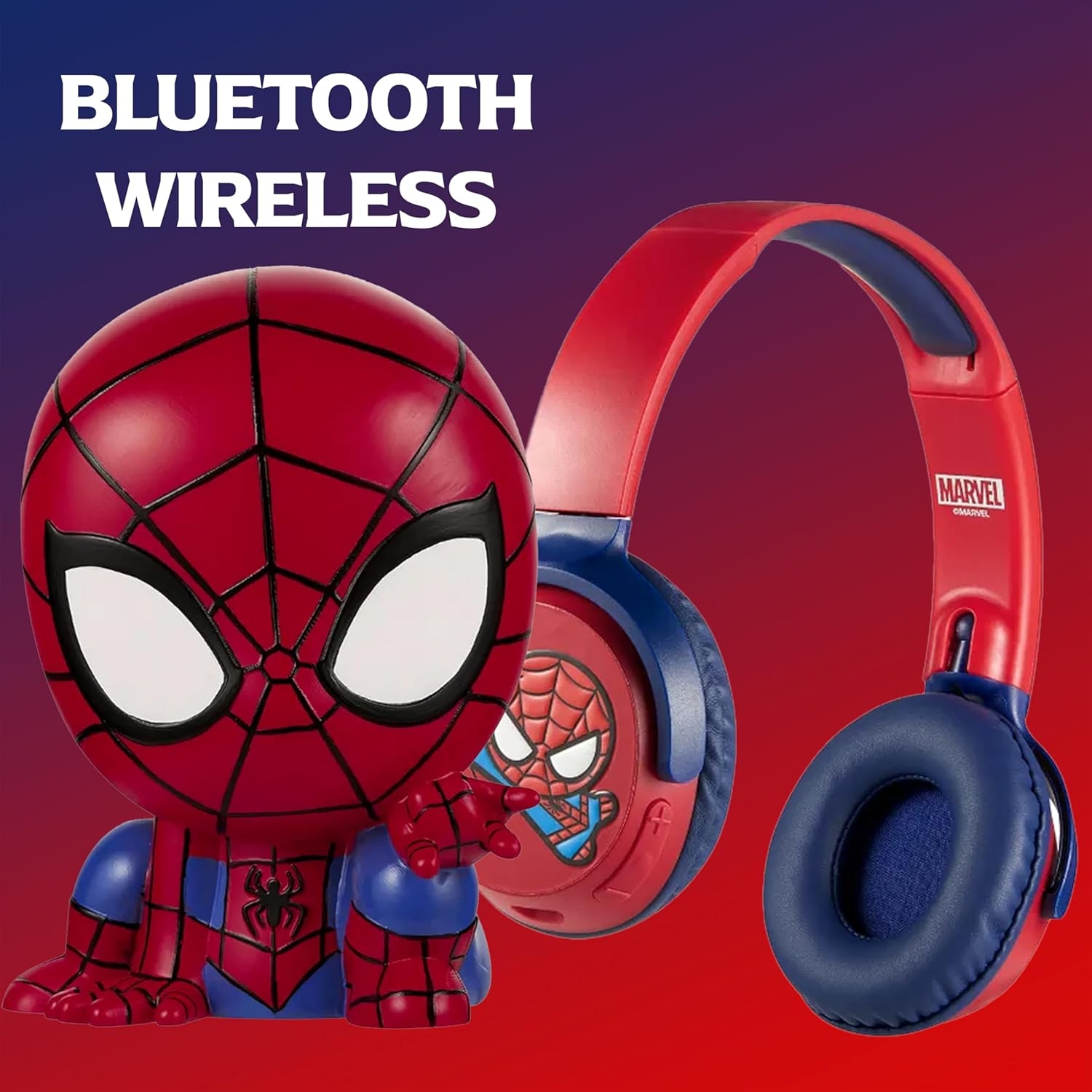 Disney Spider-Man Bluetooth Headphones with 3D Touch Light Combo - Blue & Red