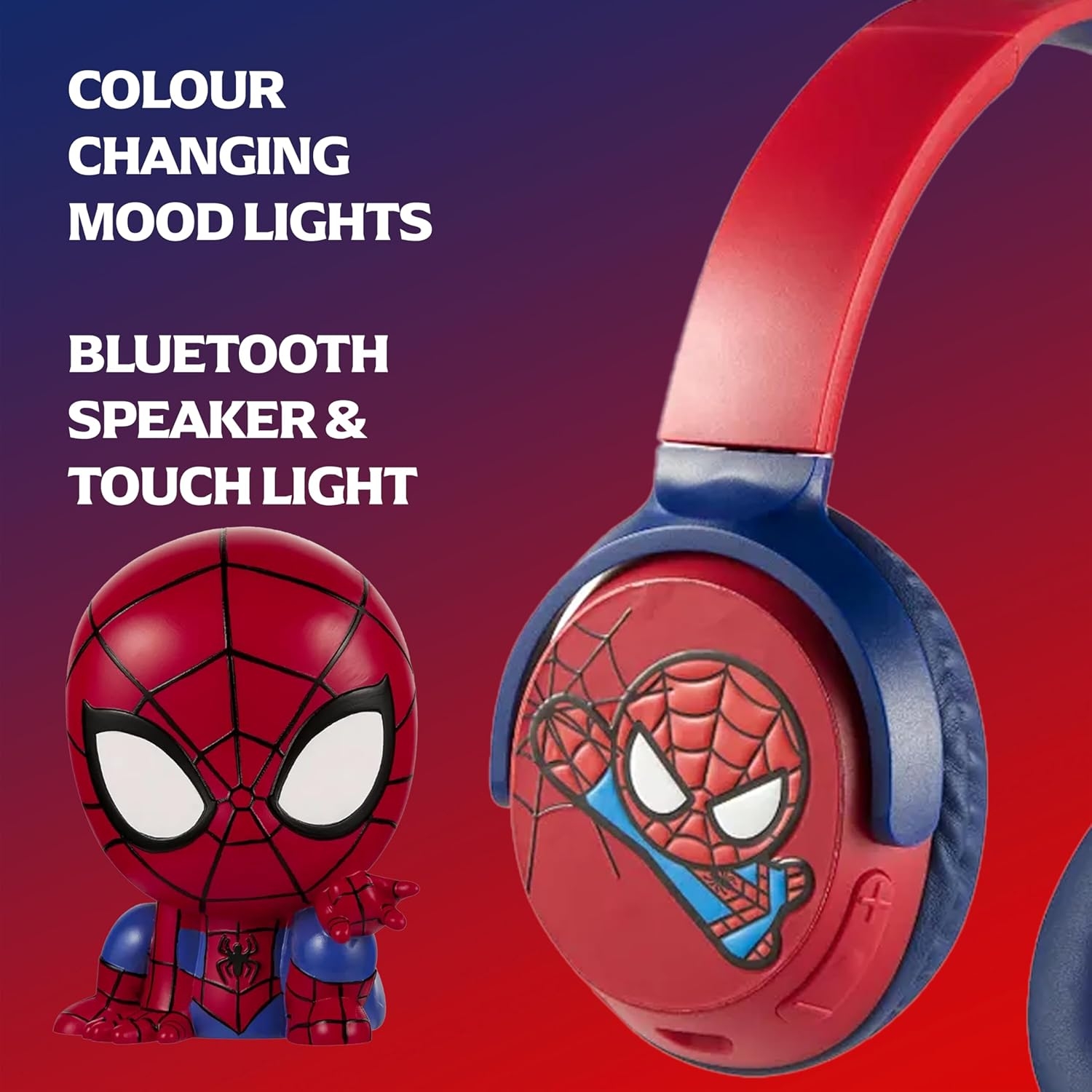 Disney Spider-Man Bluetooth Headphones with 3D Touch Light Combo - Blue & Red