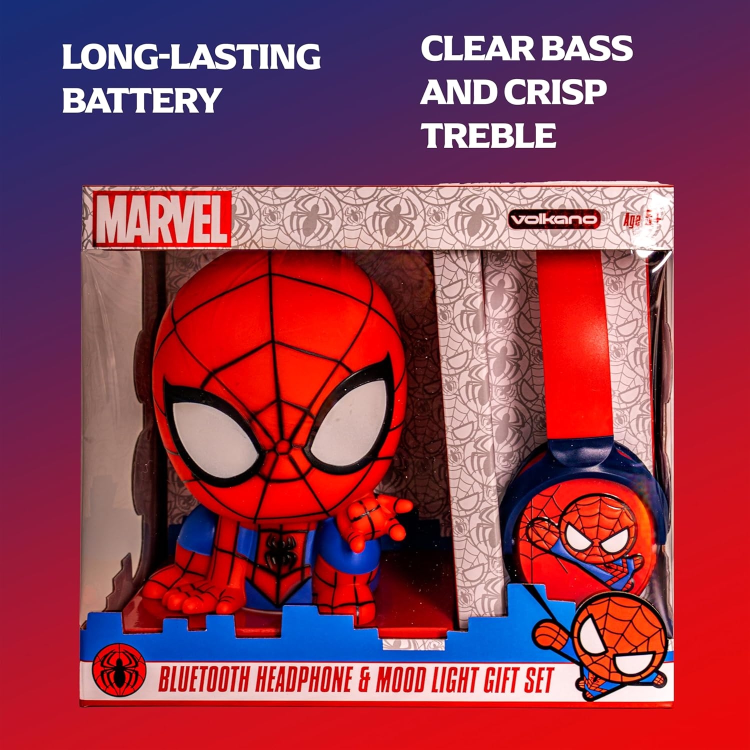 Disney Spider-Man Bluetooth Headphones with 3D Touch Light Combo - Blue & Red