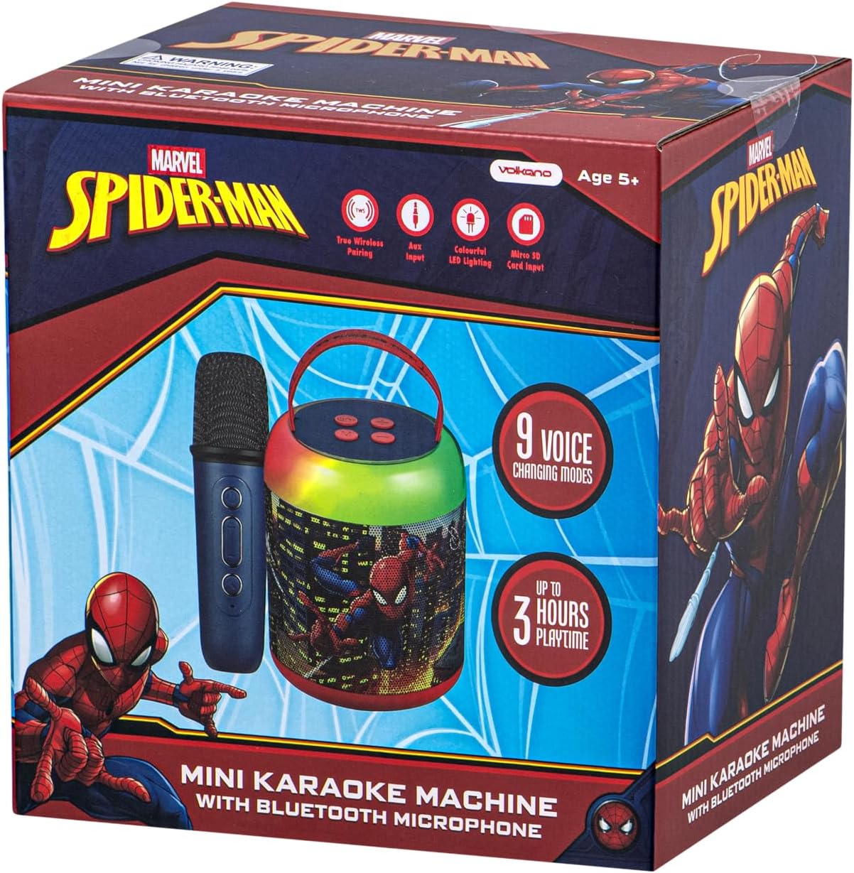 Marvel Spider-Man LED Karaoke Bluetooth Speaker with Microphone