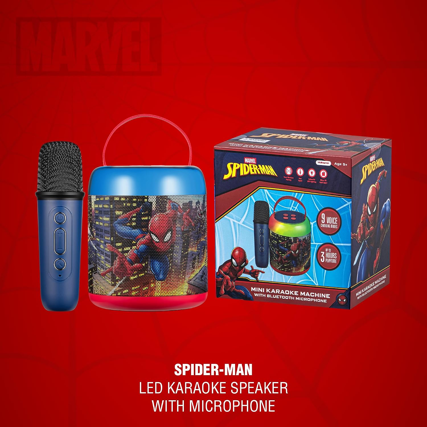 Marvel Spider-Man LED Karaoke Bluetooth Speaker with Microphone