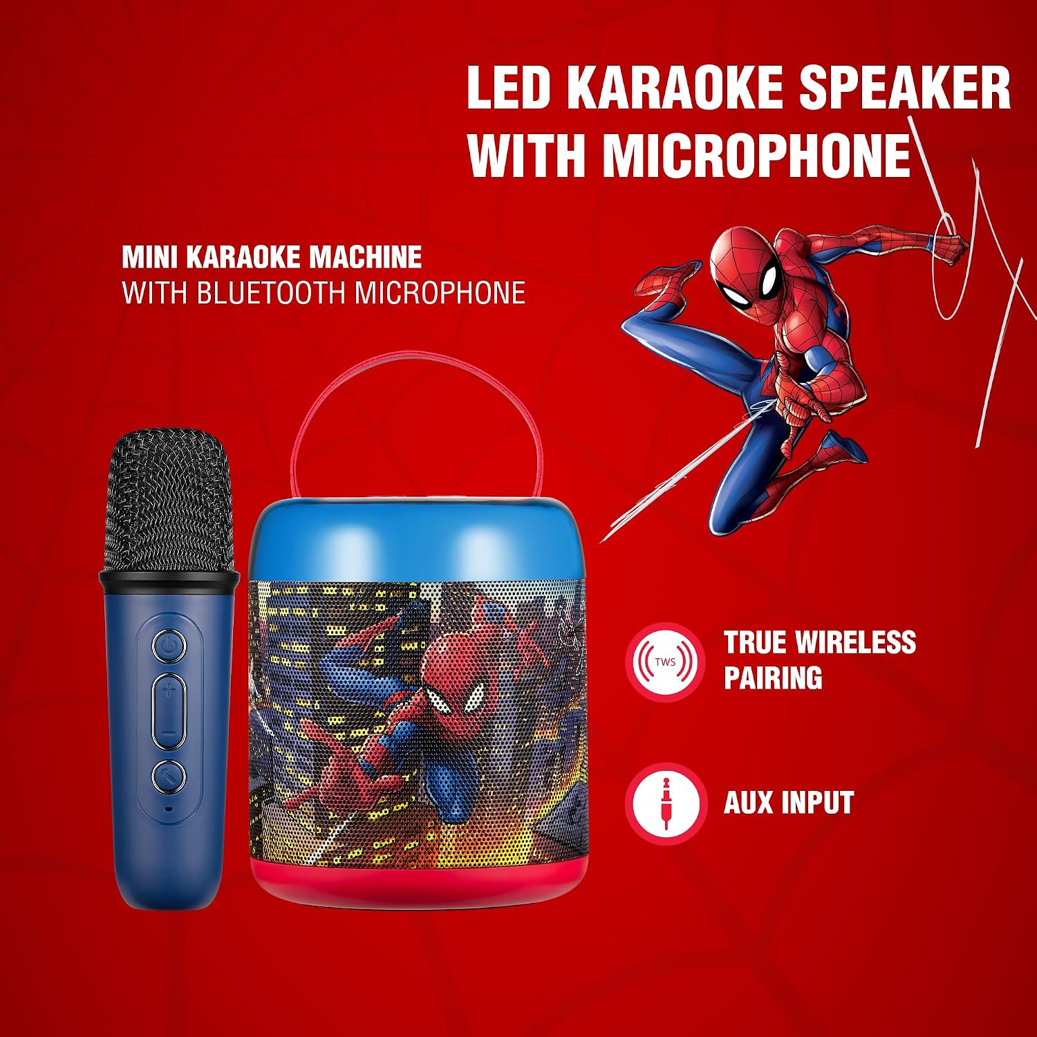 Marvel Spider-Man LED Karaoke Bluetooth Speaker with Microphone