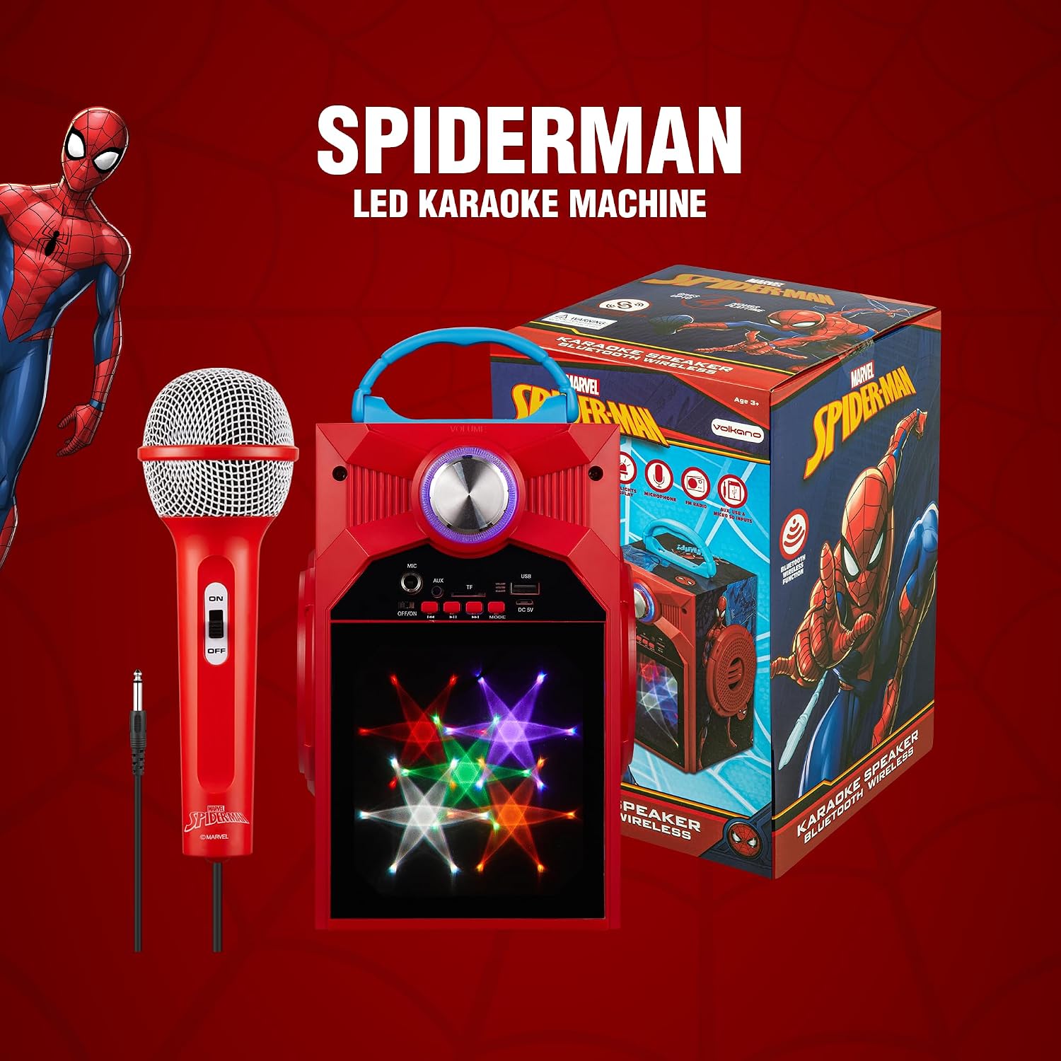 Spider-Man Galaxy LED Stars Bluetooth Karaoke Machine