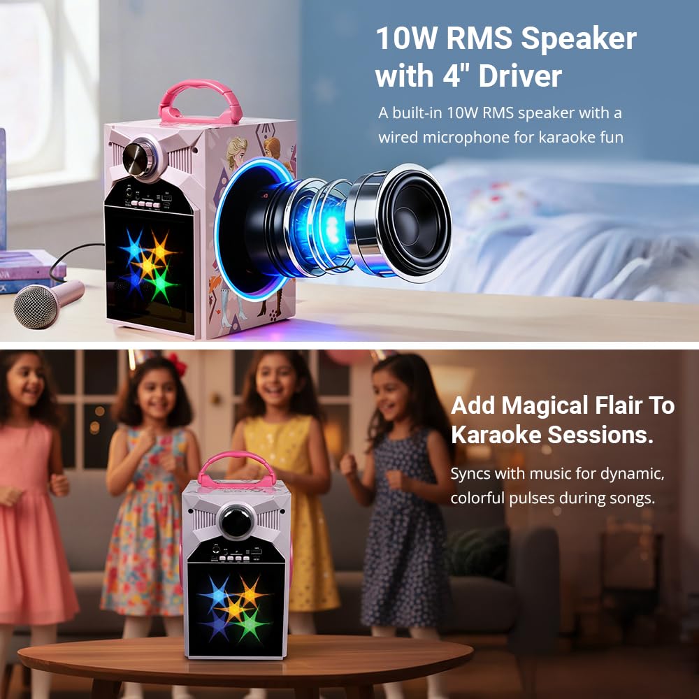 Disney Frozen Kids Karaoke Bluetooth Speaker with Wired Microphone