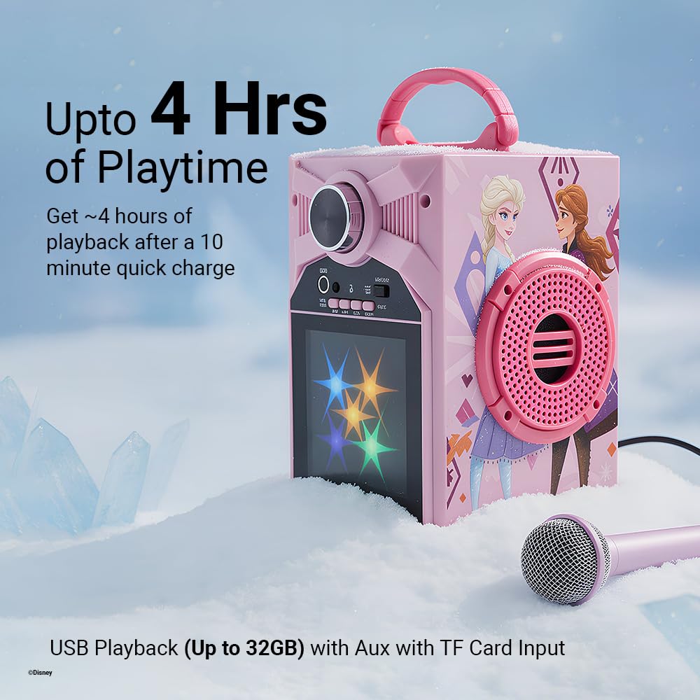 Disney Frozen Kids Karaoke Bluetooth Speaker with Wired Microphone